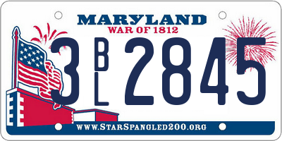 MD license plate 3BL2845