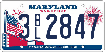 MD license plate 3BL2847