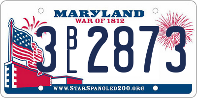 MD license plate 3BL2873