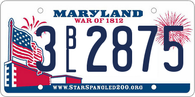 MD license plate 3BL2875