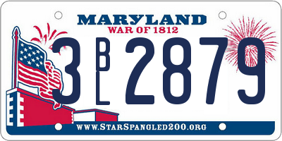 MD license plate 3BL2879