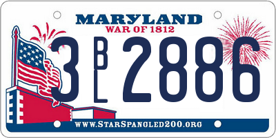 MD license plate 3BL2886