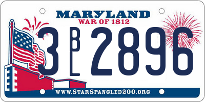 MD license plate 3BL2896
