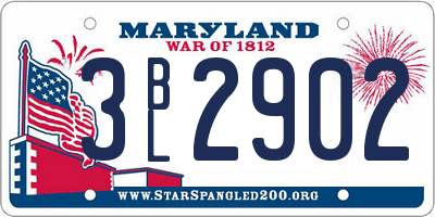 MD license plate 3BL2902