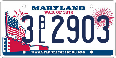 MD license plate 3BL2903