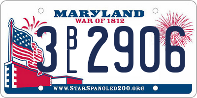 MD license plate 3BL2906