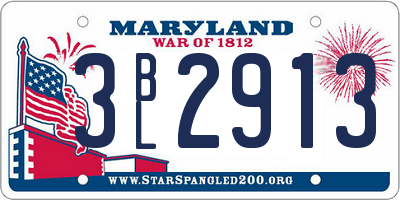 MD license plate 3BL2913