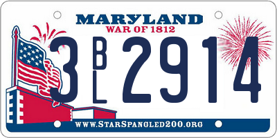 MD license plate 3BL2914
