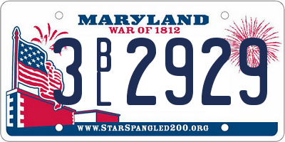 MD license plate 3BL2929
