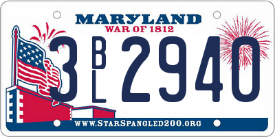MD license plate 3BL2940