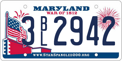 MD license plate 3BL2942