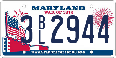 MD license plate 3BL2944