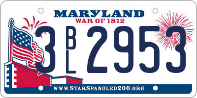 MD license plate 3BL2953