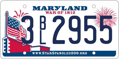 MD license plate 3BL2955