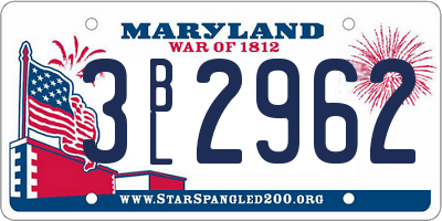 MD license plate 3BL2962