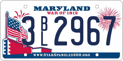 MD license plate 3BL2967