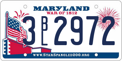 MD license plate 3BL2972