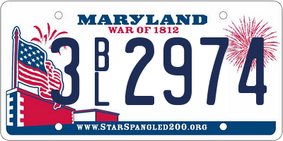 MD license plate 3BL2974