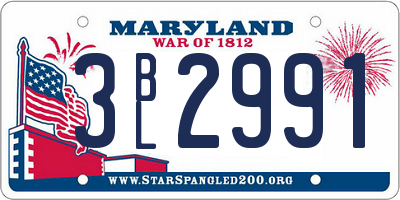 MD license plate 3BL2991