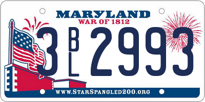 MD license plate 3BL2993
