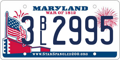 MD license plate 3BL2995