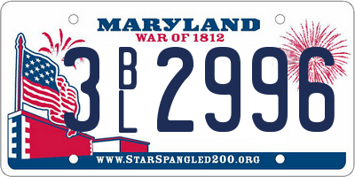MD license plate 3BL2996