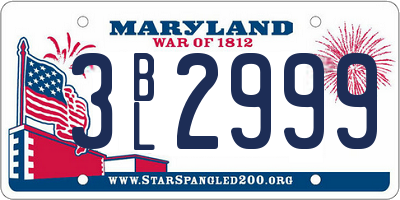 MD license plate 3BL2999