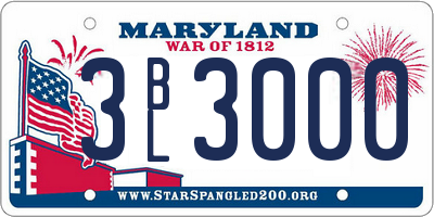 MD license plate 3BL3000