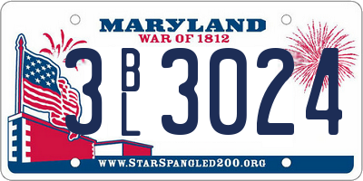 MD license plate 3BL3024