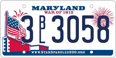MD license plate 3BL3058