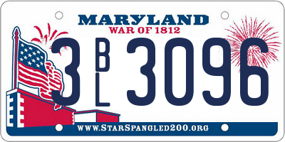 MD license plate 3BL3096