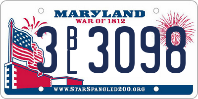 MD license plate 3BL3098
