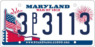 MD license plate 3BL3113