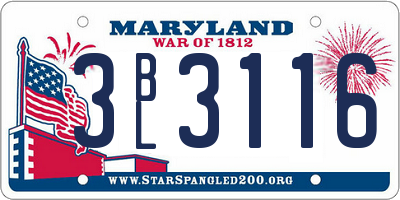 MD license plate 3BL3116