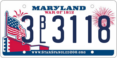 MD license plate 3BL3118