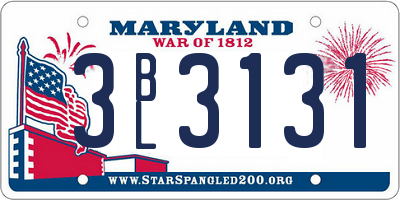MD license plate 3BL3131