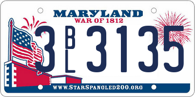 MD license plate 3BL3135