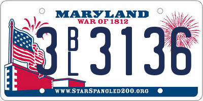 MD license plate 3BL3136
