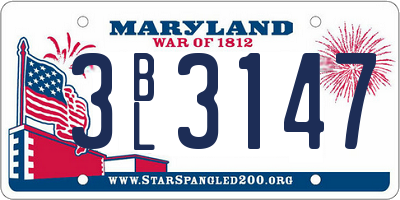 MD license plate 3BL3147