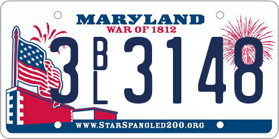 MD license plate 3BL3148