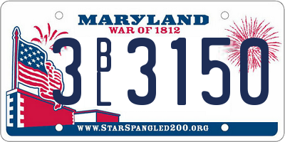 MD license plate 3BL3150