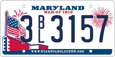MD license plate 3BL3157