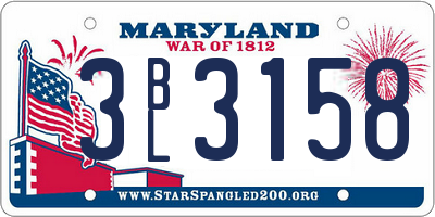 MD license plate 3BL3158
