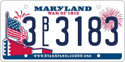 MD license plate 3BL3183