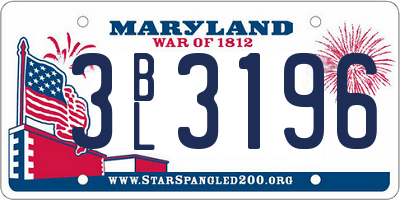 MD license plate 3BL3196