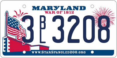 MD license plate 3BL3208