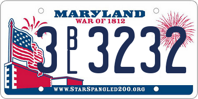MD license plate 3BL3232