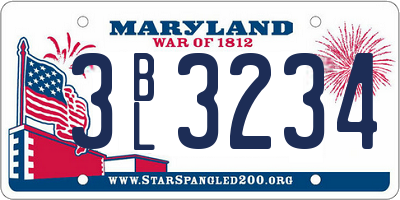 MD license plate 3BL3234