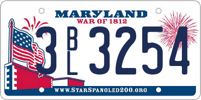 MD license plate 3BL3254