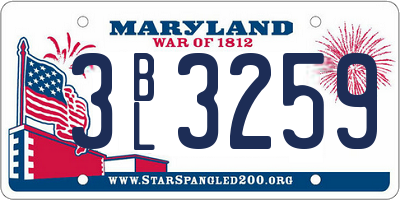 MD license plate 3BL3259